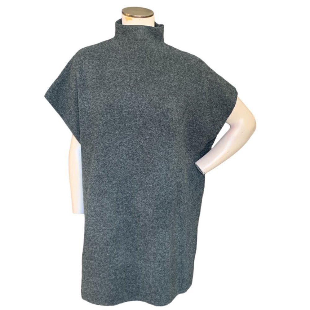 Zara‎ Wool Blend Oversize Tunic Top/Poncho Sz M Charcoal Gray 126D